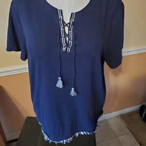 Chico's grommet neck tee